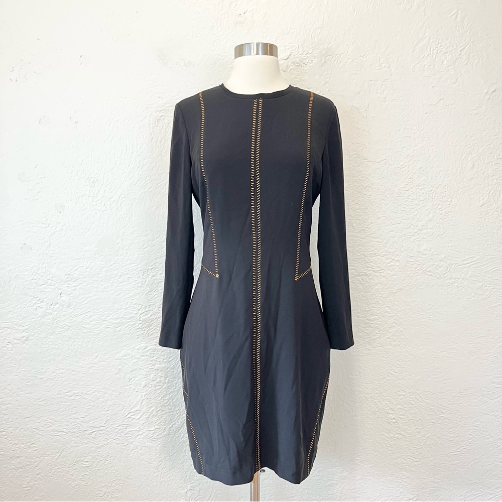 Rag & Bone Dress Black Long Sleeve Contrast Stitching 4